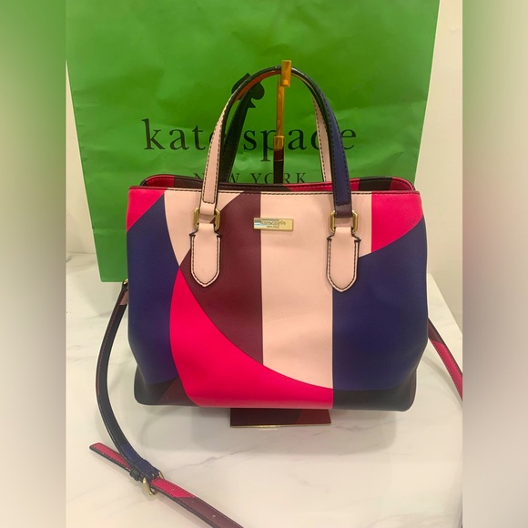 KATE SPADE Geo Spotlight Evangeline Crossbody/ Satchel EUC - Picture 2 of 10